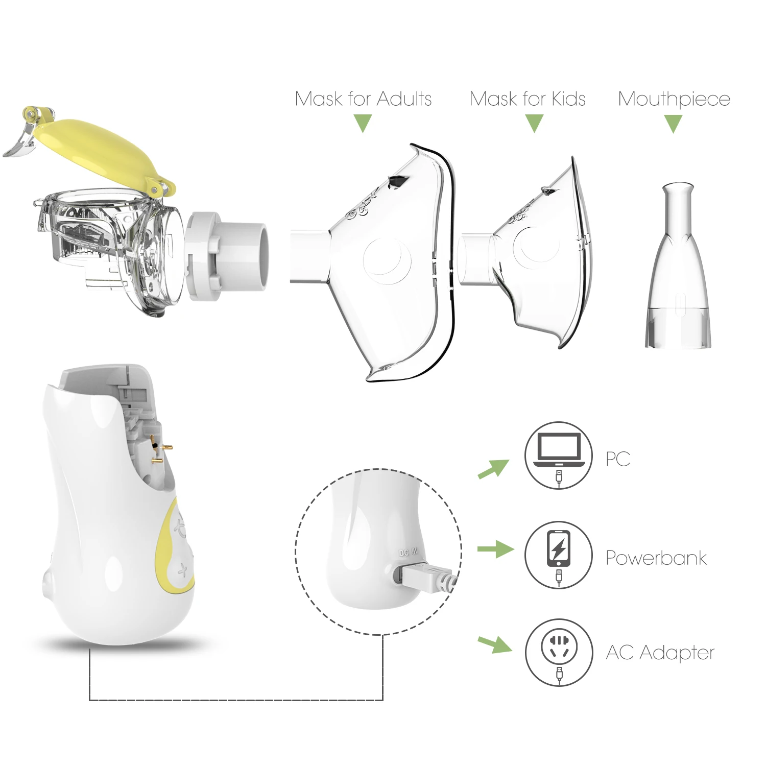 Frequency Mesh Nebulizer with Nebulization Adjustable Inhaler Medication Device with Two Modes Feellife Spray Device
