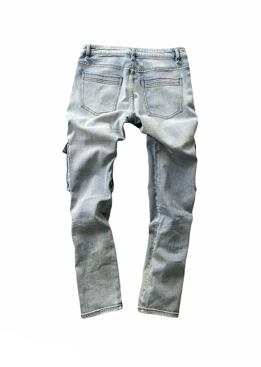 Custom Wholesale Factory Direct Men's Casual Fashion Vintage Single Item Foot Slit Pocket Washed Slim Skinny Jeans