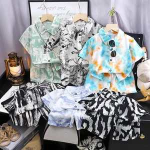 1-12Y Children's suit new short sleeve shorts shirt two-piece beach style baby clothes wholesale boys summer children's wear