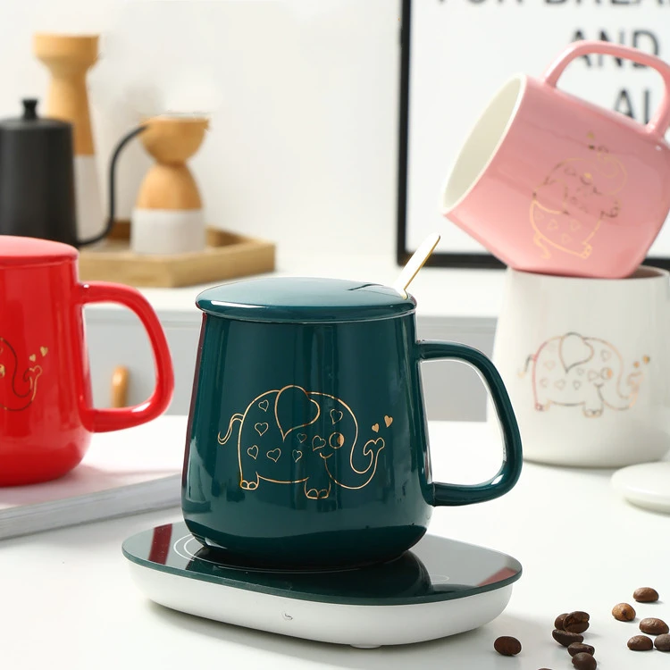 Gidenfly Chauffe-tasse à café, 13 x 11,7 cm, chauffe-tasse à café électrique  USB avec trois réglages de température 55 ℃-65 ℃-75 ℃ pour café, cacao,  thé, lait avec arrêt automatique (sans tasse) 