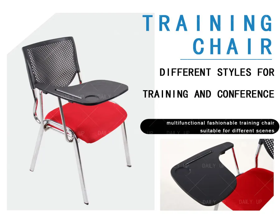Fabric Padded School Chair Training Chair with Writing Tablet Stackable Conference Tablet Chair Wholesale