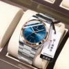 Modelo EU-930 Oro Rosa, Esfera Azul, Correa de Acero (Estándar Europeo)