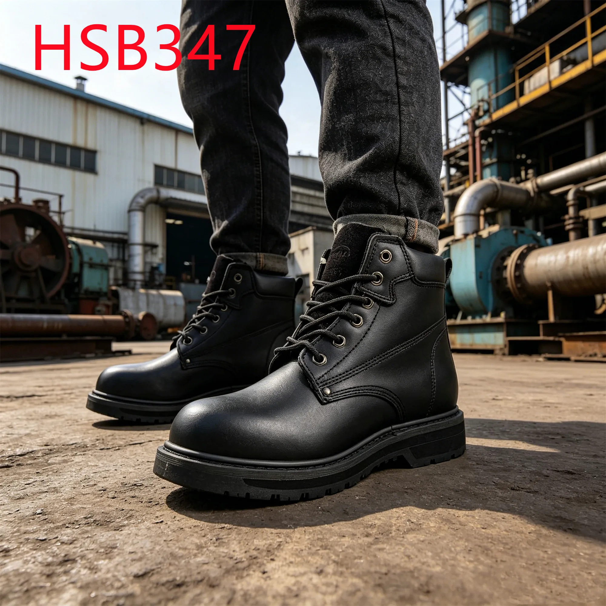 HY,road Engineering Multi-Layer Cushion Rubber Sole Safety Boots Heavy Industry Steel Toe Insert Security Footwear HSB347