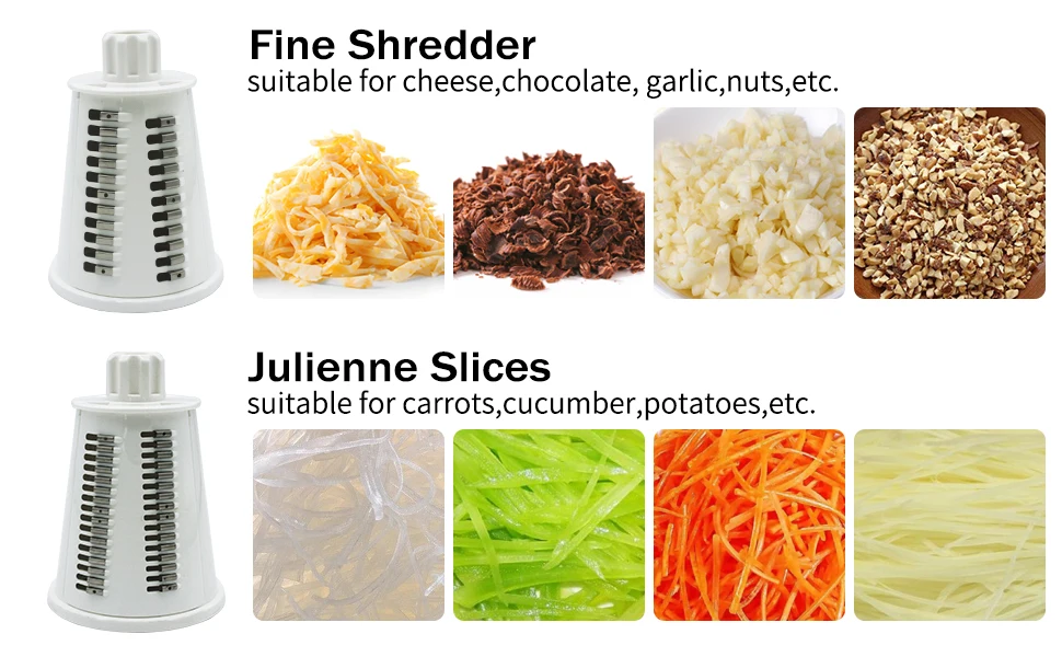 Manual Food Processor 5 Blades Cheese Grater Rotary Grater Handle