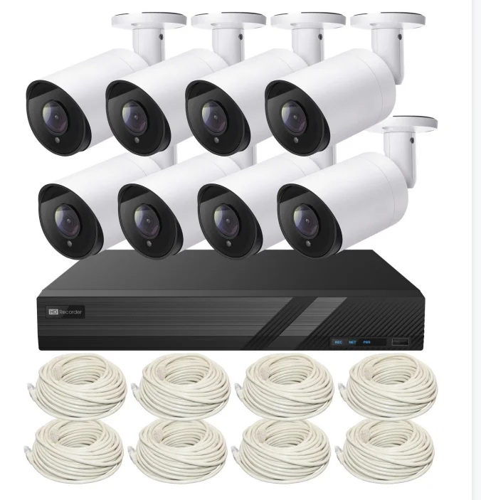 5mp 8ch Poe Bullet Security Camera System With 8pcs Ip Surveillance 