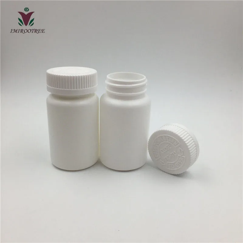 2 x Pill Bottle Storage Container Pet Tin Vial White 100ml Safety Cap Medicine