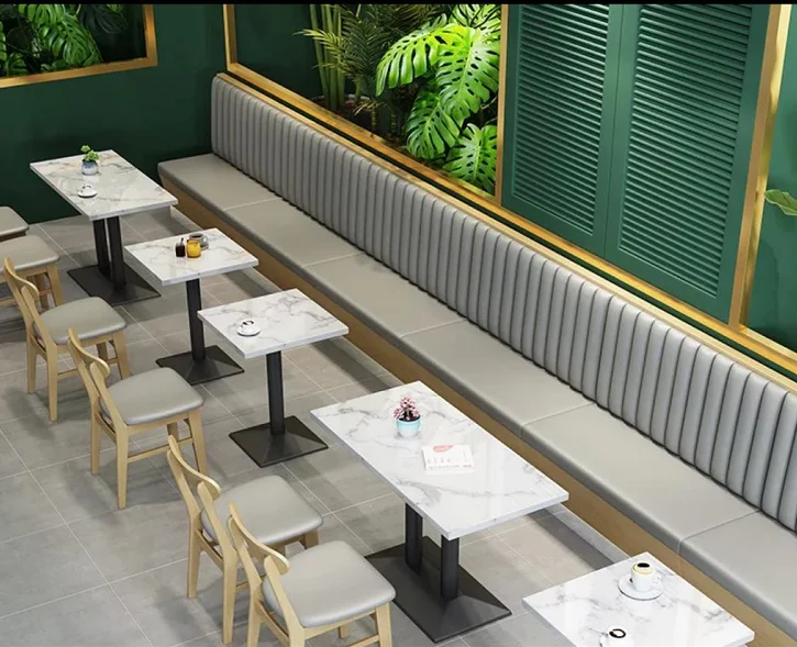 Hot Sale Modern Solid Wood Commercial Furniture Use Coffee Shop Sofa Booth Seating Fast Food Dining Restaurant Table School
