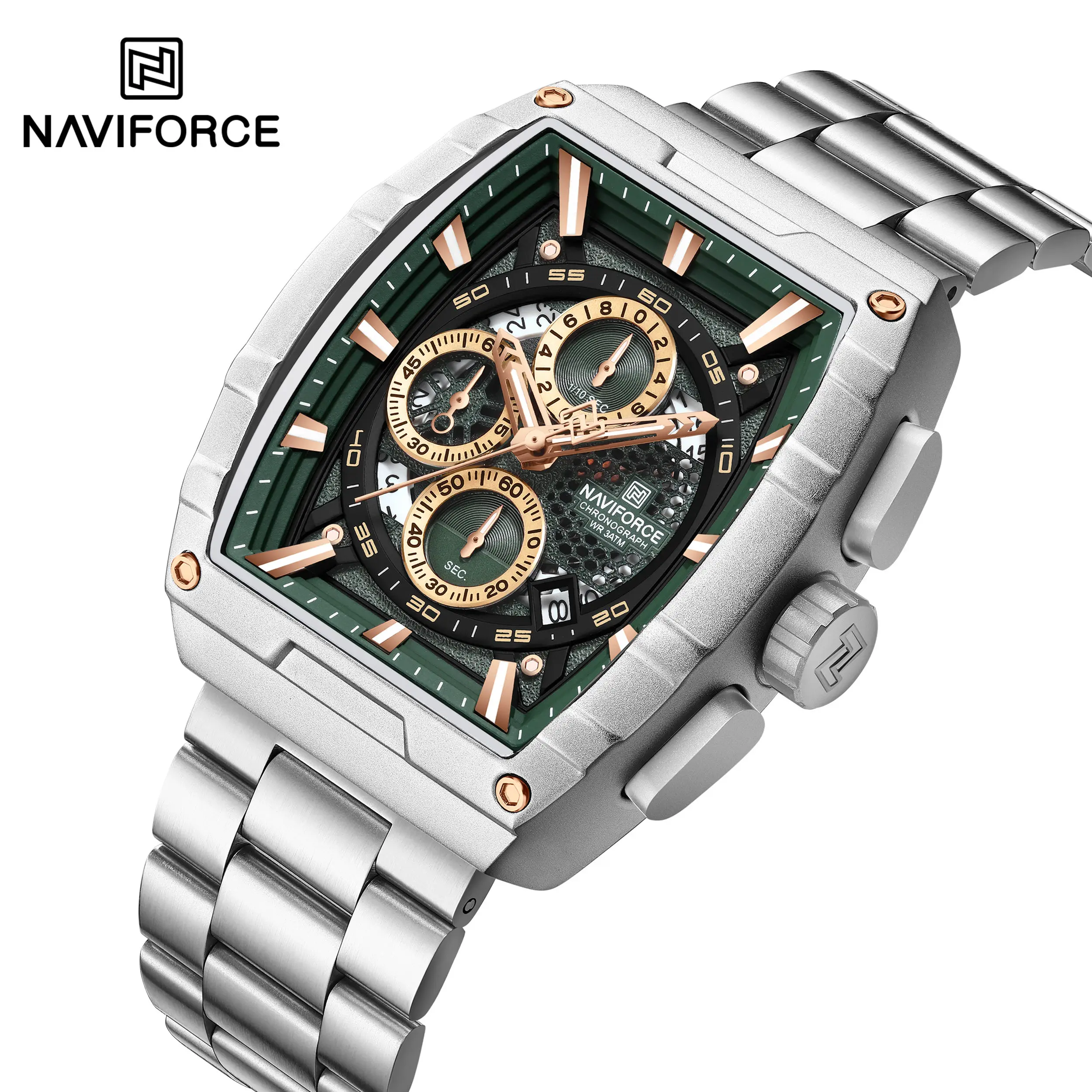 【中古】 非情の城 Naviforce NF8066 Luxury Quartz Chronograph Watch for Men, Stylish