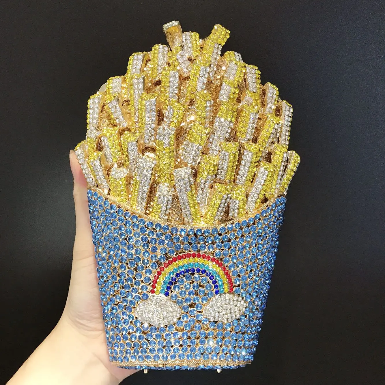 Luxury Rhinestone French Fries Evening Clutch