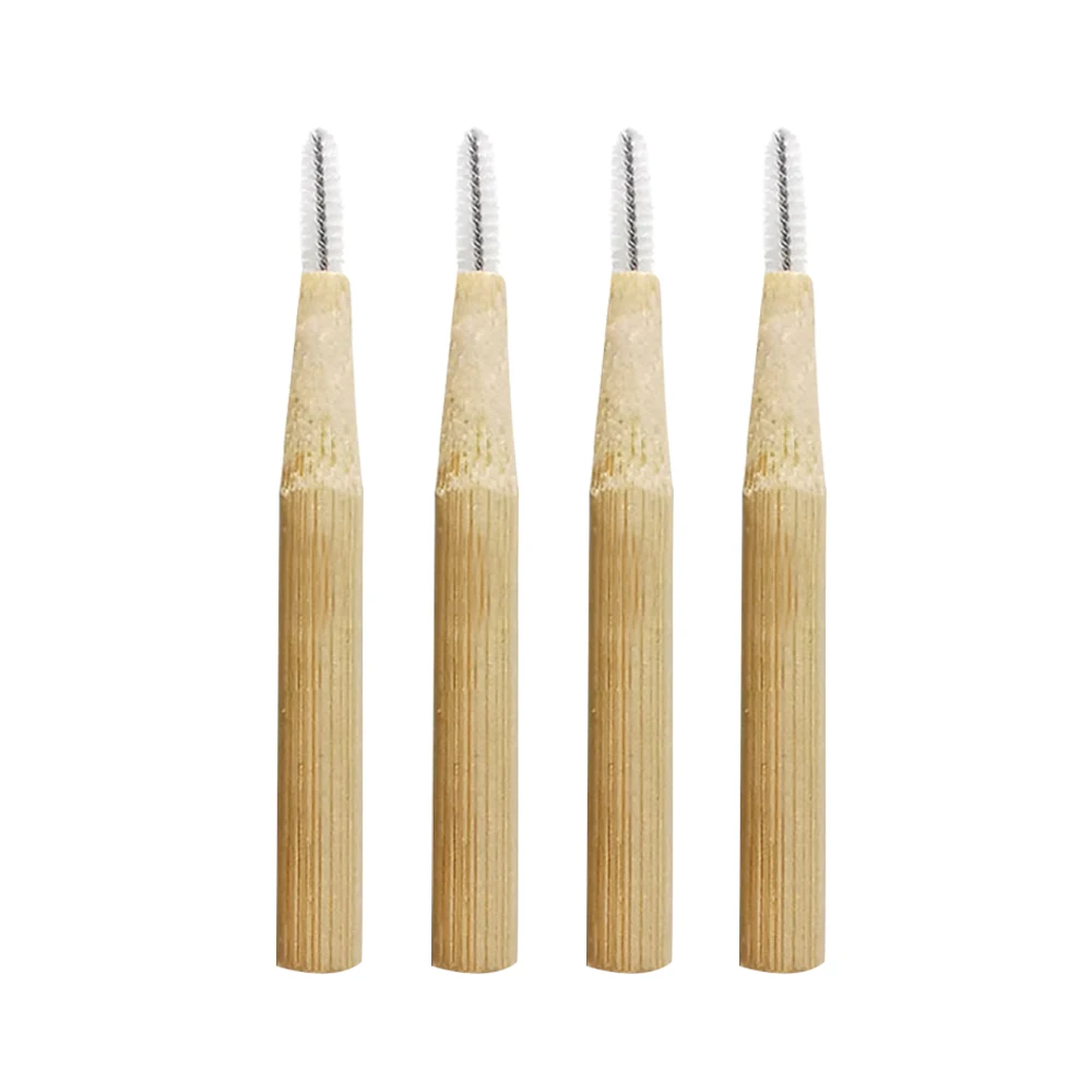 Большая партия, низкая цена, чистые зубы, биоразлагаемая Пшеничная солома, Бамбуковая простая тонкая межзубная щетка, стоматологическая