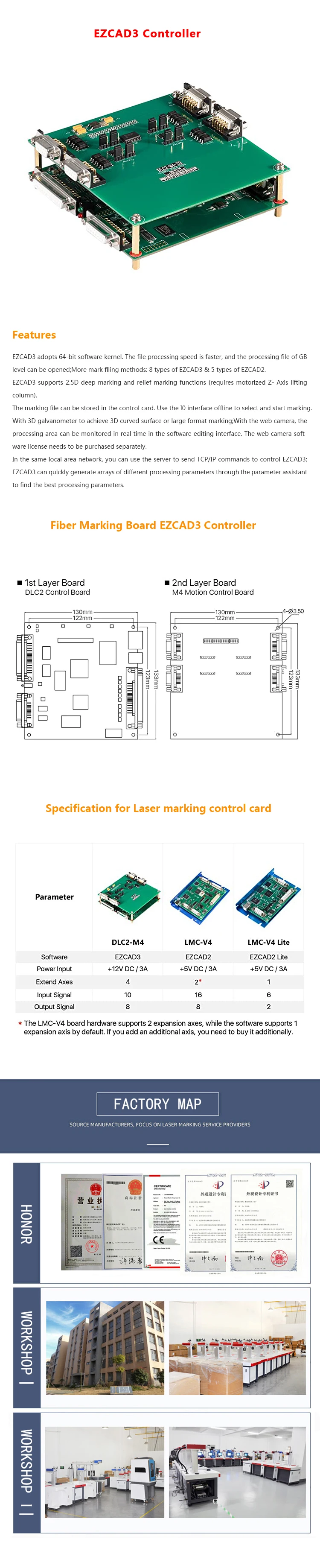 Co2 Uv Jcz Fiber Control Card Bjjcz Ezcad Software Gold Orange Board Card for Laser Marking Machine