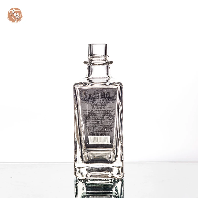 Factory OEM Custom Mexico 750ml Liquor Heavy Base Sandblasted square Tequila Glass Bottle