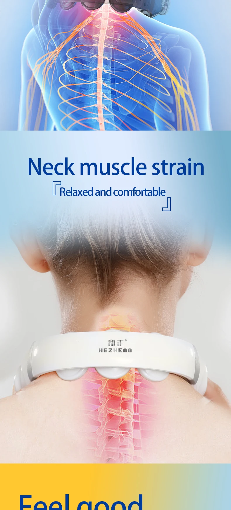 HEZHENG New Best Selling Smart Neck Massager with TENS Health Wellness Care Therapy Treatment Pain Relief Device