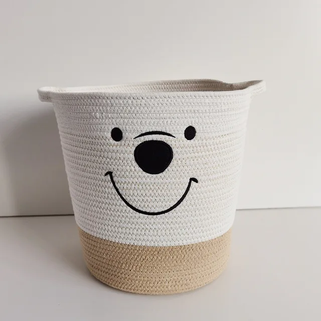 Modern Cute for Smiley Face Design Cotton Rope Woven Bucket Shaped Storage Basket for Dormitory Clothes Sundries Storage Basket