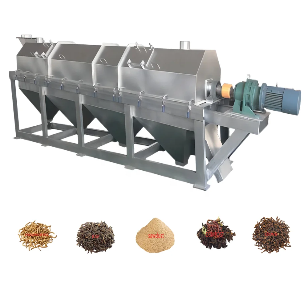 DZJX Gypsum Small Scale 3 Stage Rotary Trommel Screen Machine Shaftless Screener Rotating Drum Sifter With Cleaning Brush