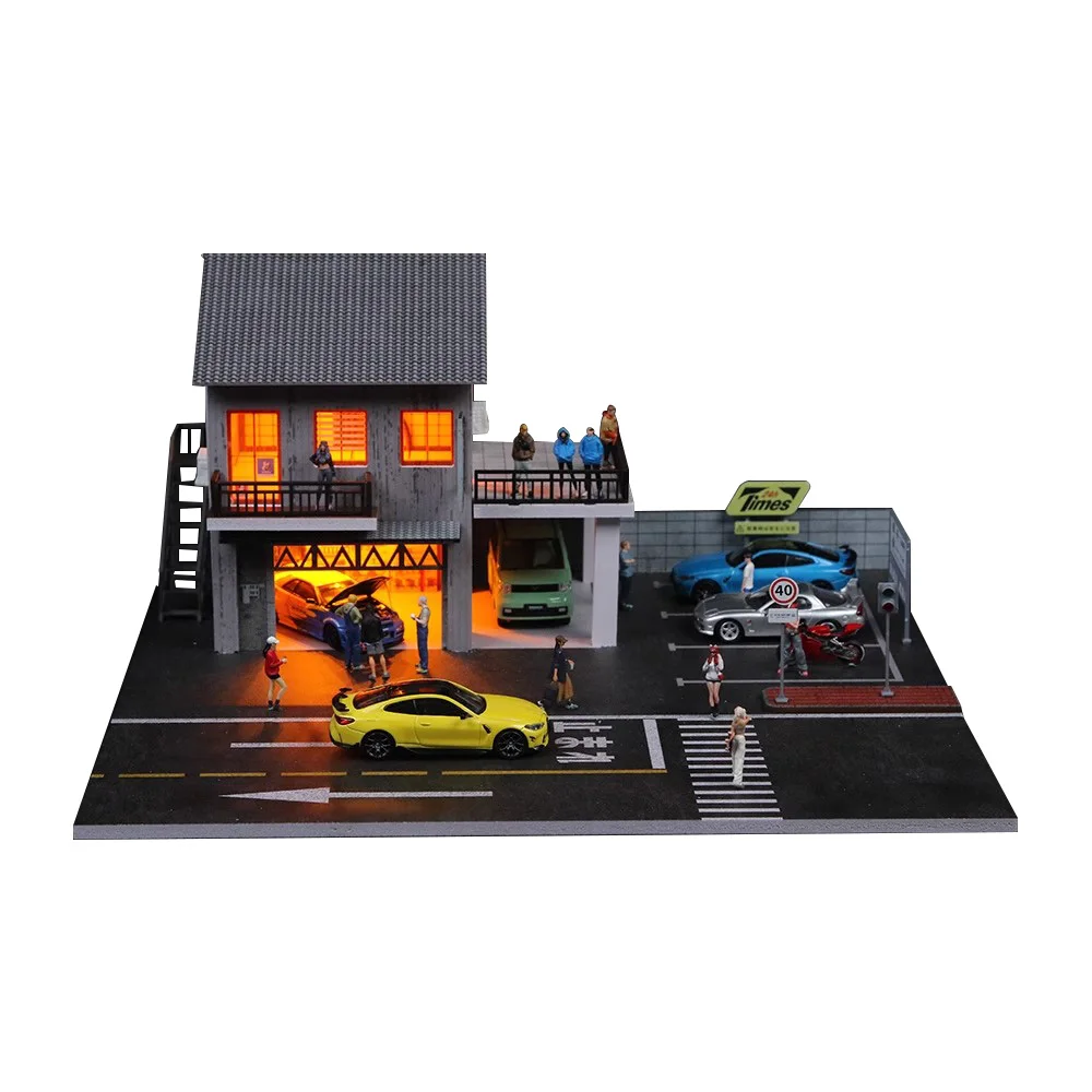MOREART 1:64 Japanese Style Auto Repair Shop Model Car Display