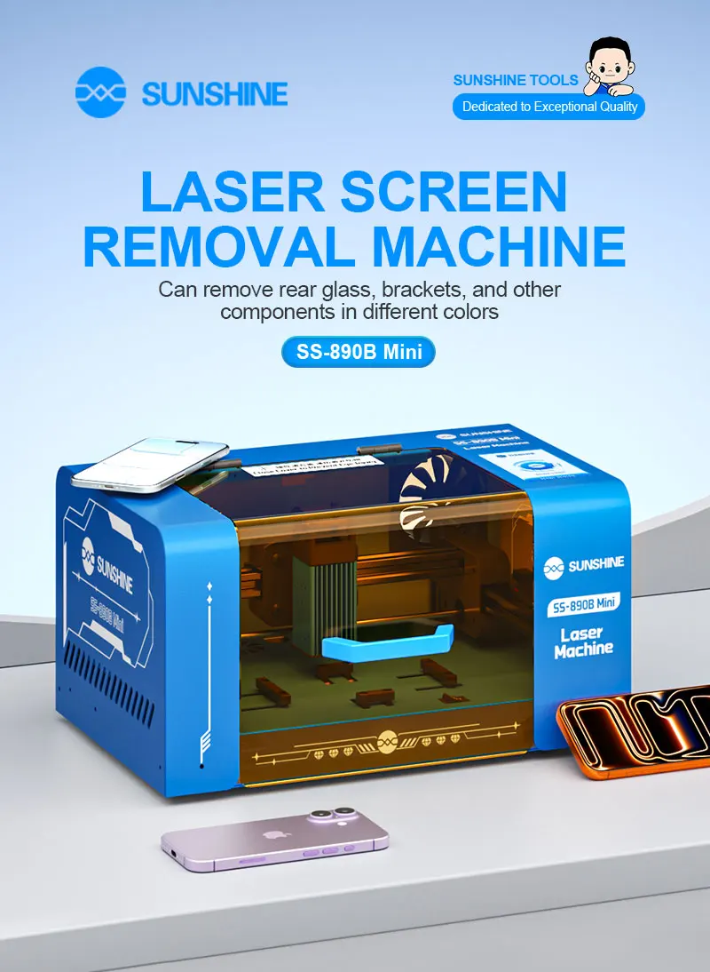 SUNSHINE SS-890BMINI Laser Machine with SS-6605 Smoke Purifier Combo for Mobile Phone Back Glass Removal High Efficiency No Odor