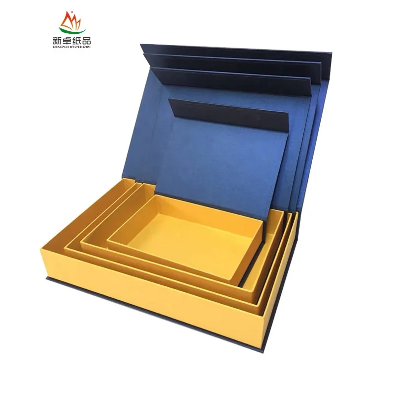 Wholesale Custom Print Luxury Deep Bule Flap Lid Cardboard Gift Packing Magnetic Closure Gift Rigid Paper Box