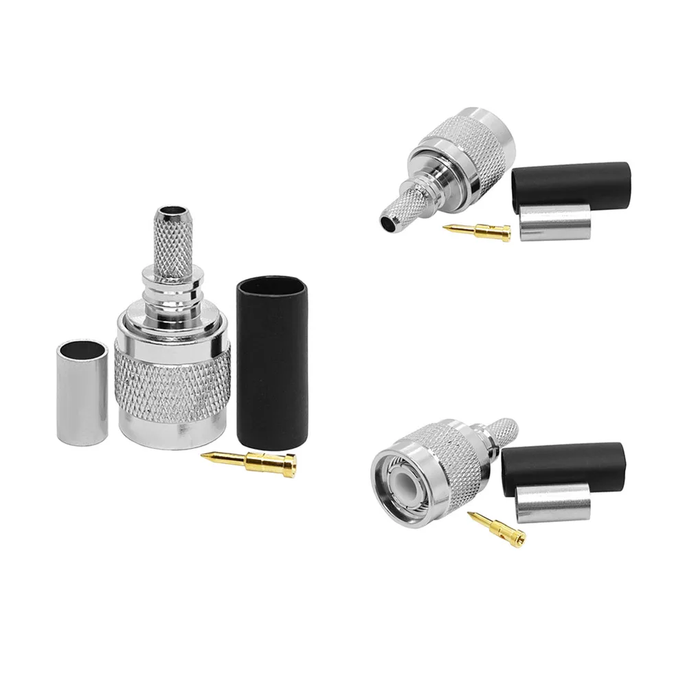 Factory Price RF Straight Solderless TNC Plug Crimp (ez) Connector for WTR195 WTR200 RG58 Coaxial Cable