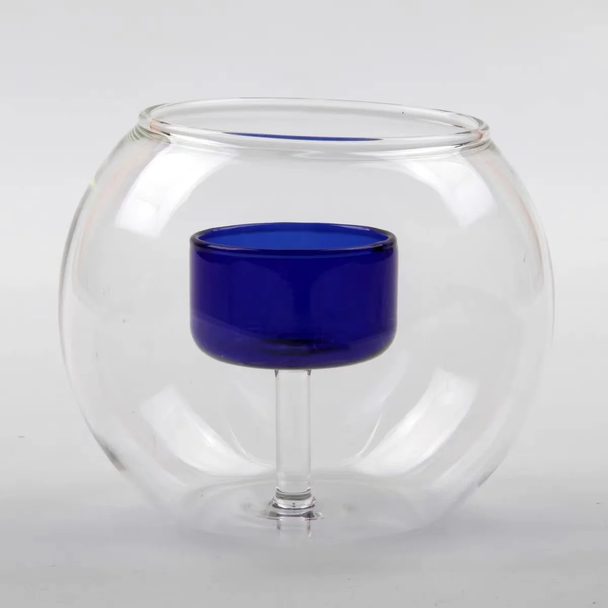 Hand Blown Round Clear Colored Borosilicate Glass Bowl Vase Floating Candle Holder Bowl for Home Wedding Party Decoration
