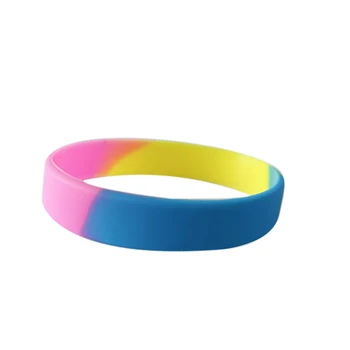 Rainbow segment Custom Silicone Bracelets, Make Your Own Rubber colorful Wristbands