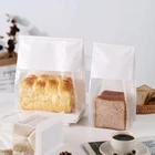Food Flat Bag White Food Grade Paper Toast Bread Flat Bottom Food Packaging Bag With Window