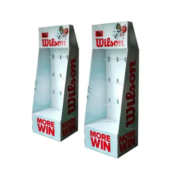 Customized Paper Cardboard Rack display stand With Holes for Sport Accessories Basketball Standing Socks display Rack