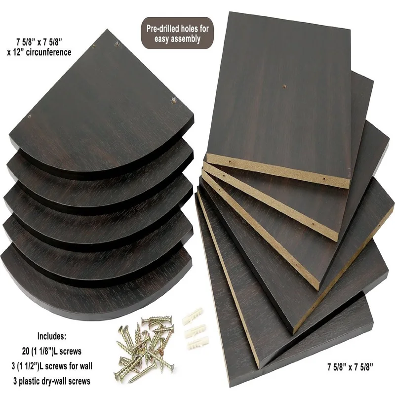 Chinese Factory Half Round Concise Style Wood Shelf Nailed Wall Mount Book Shelf