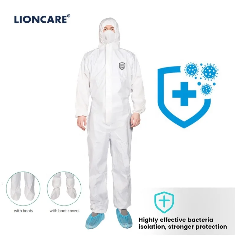 CAT. 3, TYPE 5b 6b EN ISO 13982 AND EN ISO 13485 PPE Non Woven Coverall Microporous  Bio Hazard Suit
