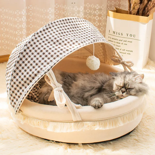 Semi-enclosed Cattery Cage Cat Pet Bed Nest Pet Supplies Soft Cat Beds Pet Bed Sofa