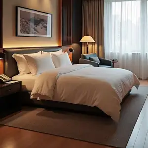 Wholesale Modern White 100%cotton Satin Bedding Set for Hotels and Home 300 Thread Count Design Hotel Linen