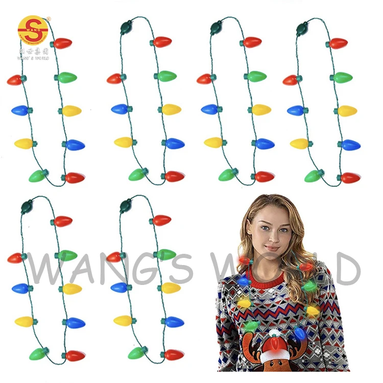 Christmas Light Up Necklace With Mini Bulb Flashing Led Christmas