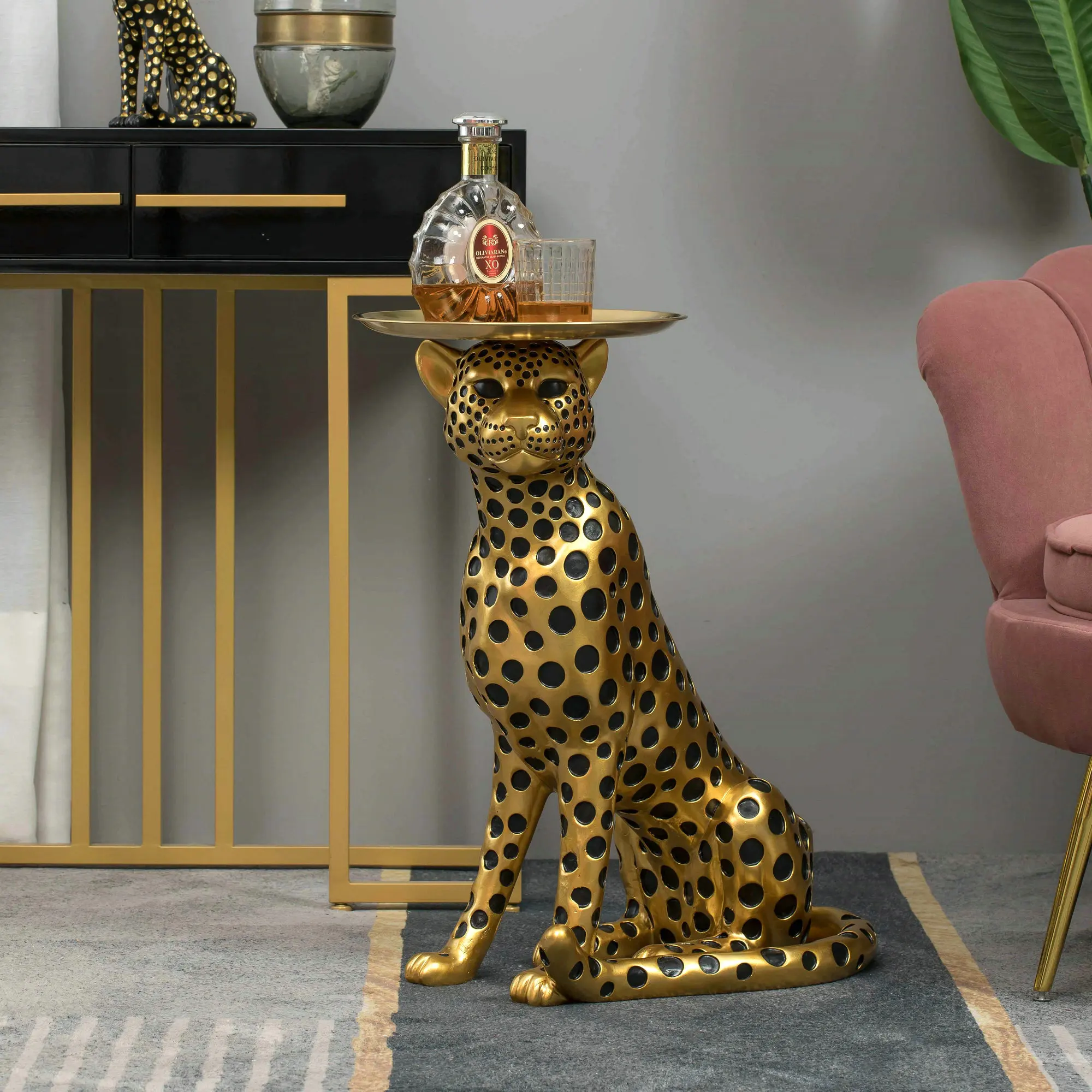 Life Size Leopard Animal Decor Luxury Statue Sculpture Interior High ...