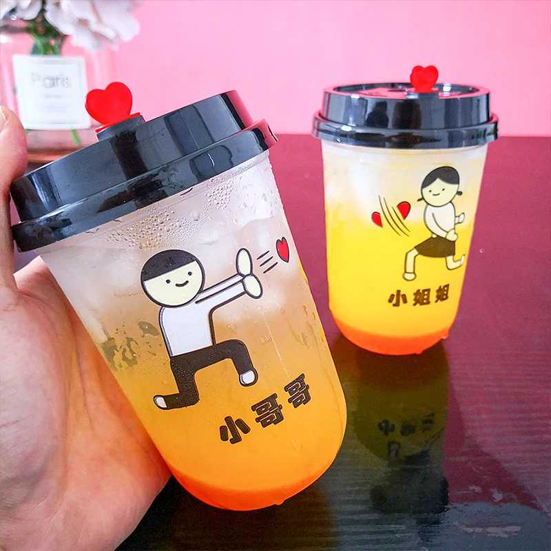 Custom Disposable PP Plastic Cups with Lids - 12oz, 16oz, 24oz U Shape for  Beverages in Milk Tea Shops & Restaurants