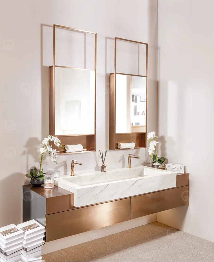 High End Light Luxury Style Large Size Wallmounted Bathroom Vanity