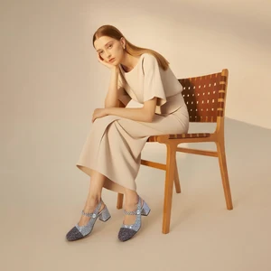 Ladies' Crystal-Embellished Comfort Pumps 5cm Chunky Heels High Quality Outsole Ankle Strap Design for Summer & Autumn Weddings