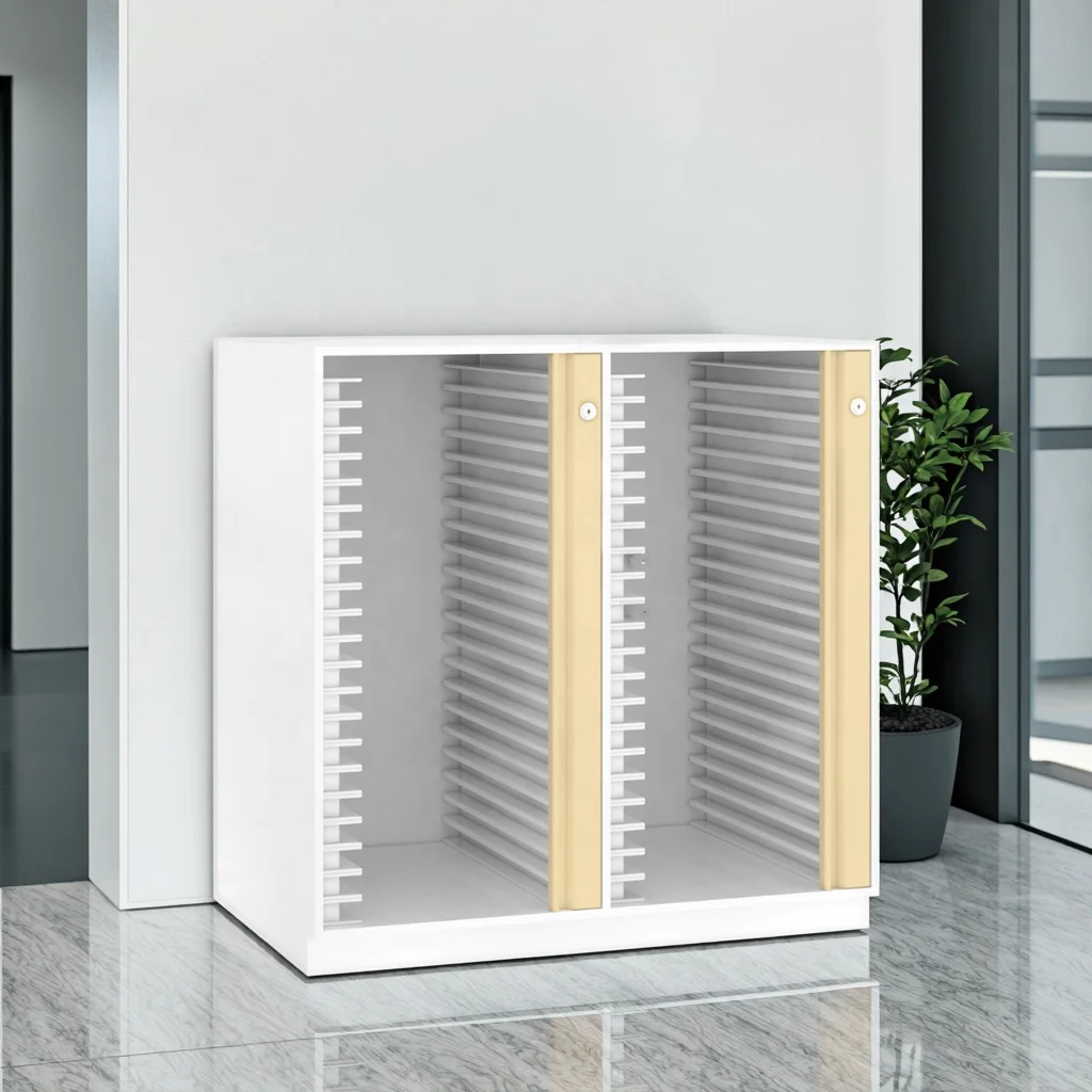 Patient Records Stainless Steel Vertical Filing Organizer Cabinet for Hospital Clinical Archives Lockable Doors RFID Tag Holders 4
