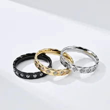 In Stock Silver Black Gold Steel 4mm Wedding Rings Stainless Steel Rings for Women Rings Stainless Steel Jewelry for Engagement