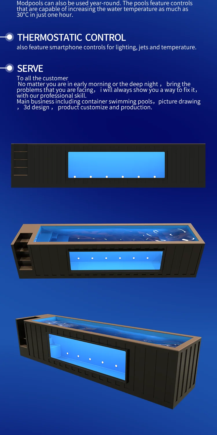 Supplier Container Swimming Pool Above Ground 20ft 40ft Endless Terrace