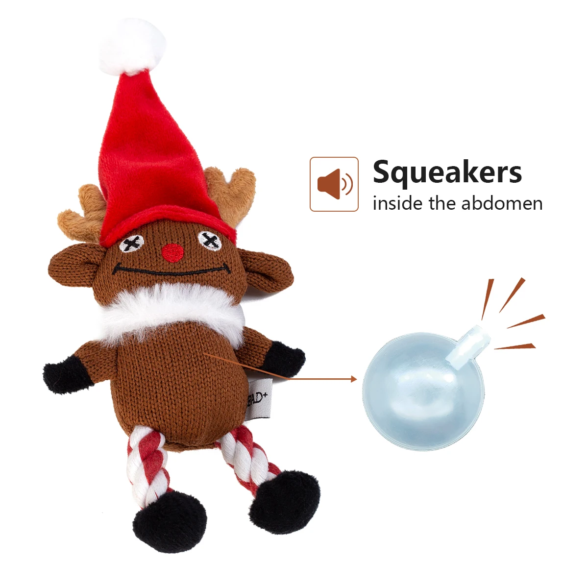 FAD Stock a granel interactivo de punto suave de peluche lindos juguetes  para mascotas Reno de Navidad nuevos juguetes para perros 2025 peluche