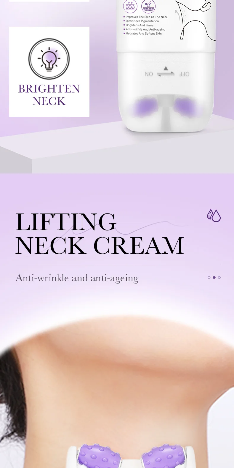 OEM Roller Neck Cream Lifting Firming Anti-aging Remove Wrinkle Moisturizing Smooth Nourishing Neck Skin Care Products