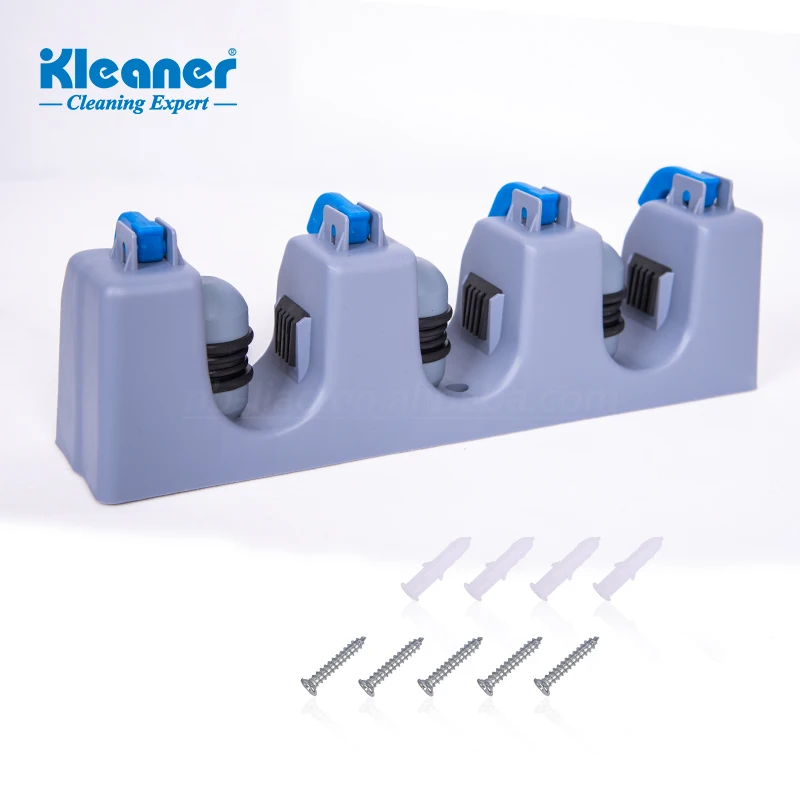 Kleaner Mop and Broom Storage Solutions Holder With 3 Position and 4 Hooks up to 7 Tools