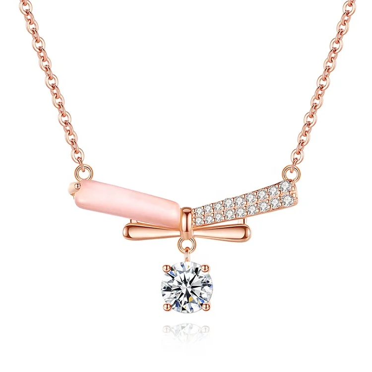 Gold minimalist diamond necklace 0.010 ct | JewelryAndGems.eu