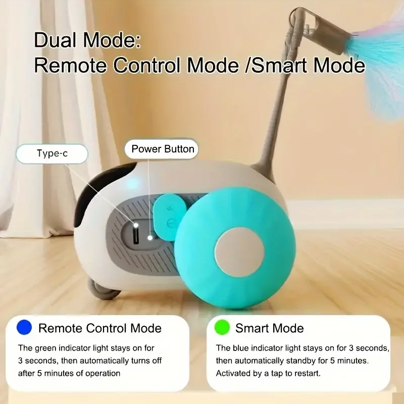 Interactive Funny Remote Control Car Smart Teaser Rotate Cat Toys Automatic Intelligent Rolling Remote Control Dual Mode