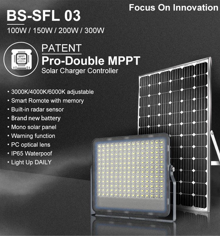 100W 200W 300W Outdoor Solar Led Flood Light With Remote Control