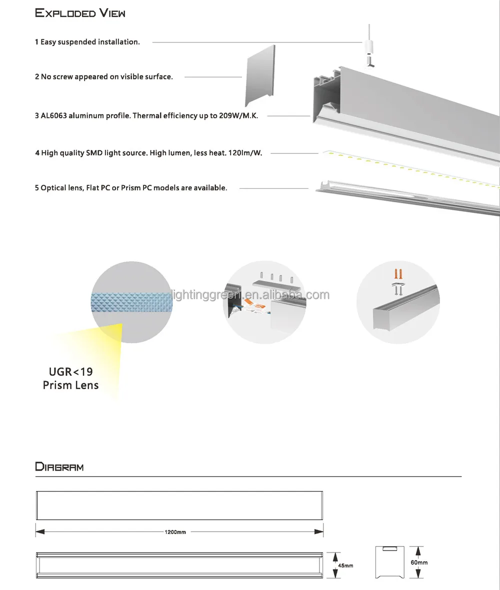 Высококачественный алюминиевый водонепроницаемый 36 Вт 40 Вт светодиодный кулон линейный свет алюминиевый профиль светодиодный кулон освещение Светодиодный линейный свет