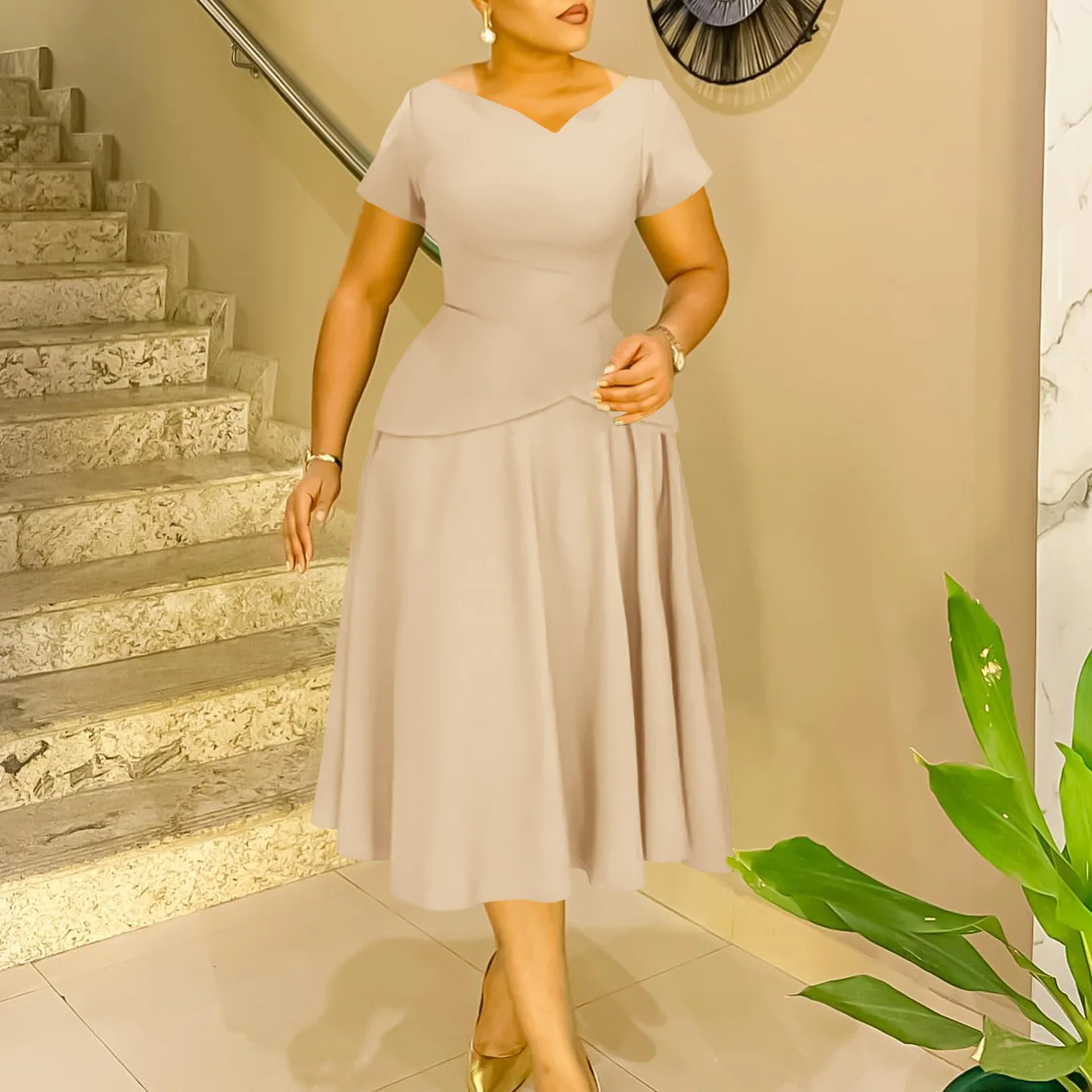 Guangzhou Clothing Summer Causal Dress Women Causal Midi Dress African Style Causal Office Dress Guangzhou Clothing Summer Causal Dress Women Causal Midi Dress African Style Causal Office Dress