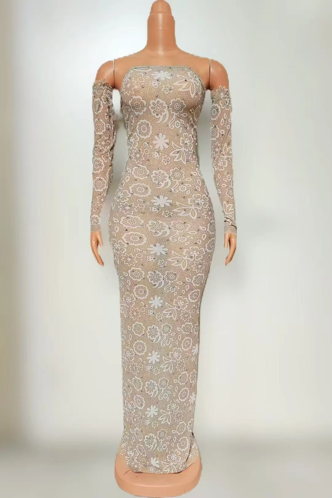 high quality bodycon dresses High Collar Knot Full Sleeves Bodycon Maxi Dress