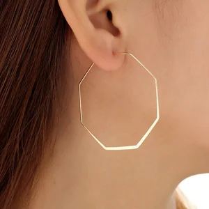 Minimalist Trendy Stainless Steel Large Geometry Big Hoop Women Fashion Jewelry Earrings Gold Plated Jewellery Big Hoop Earrings