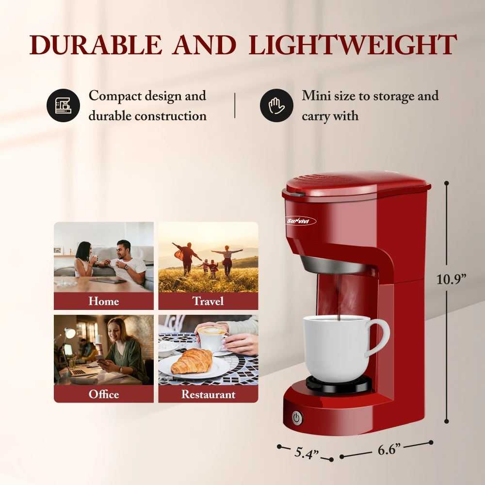 14 Oz Red One Cup Coffee Maker Small Automatic Coffee Machine For